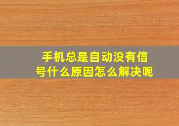 手机总是自动没有信号什么原因怎么解决呢