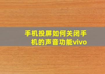 手机投屏如何关闭手机的声音功能vivo