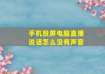 手机投屏电脑直播说话怎么没有声音