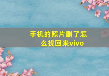 手机的照片删了怎么找回来vivo