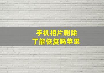 手机相片删除了能恢复吗苹果