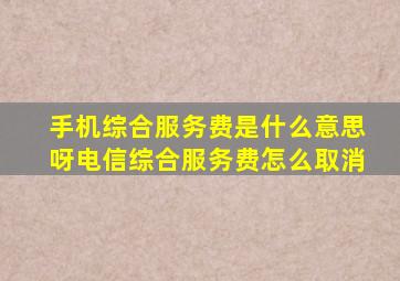 手机综合服务费是什么意思呀电信综合服务费怎么取消