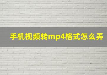 手机视频转mp4格式怎么弄