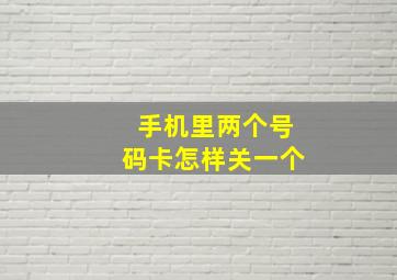 手机里两个号码卡怎样关一个