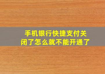 手机银行快捷支付关闭了怎么就不能开通了