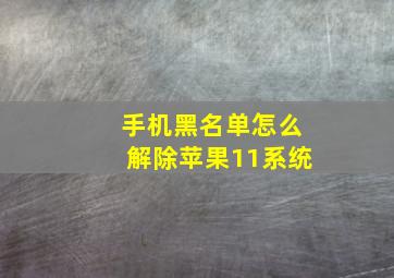 手机黑名单怎么解除苹果11系统