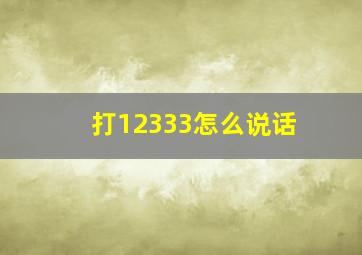 打12333怎么说话