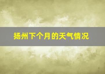 扬州下个月的天气情况