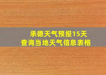 承德天气预报15天查询当地天气信息表格