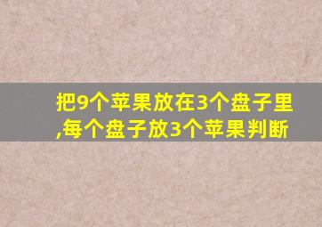 把9个苹果放在3个盘子里,每个盘子放3个苹果判断