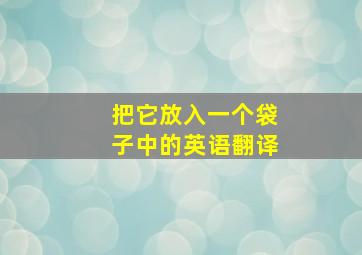 把它放入一个袋子中的英语翻译