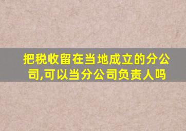 把税收留在当地成立的分公司,可以当分公司负责人吗