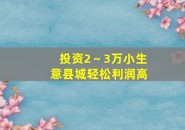 投资2～3万小生意县城轻松利润高