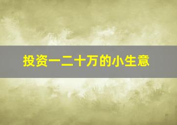 投资一二十万的小生意