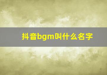 抖音bgm叫什么名字