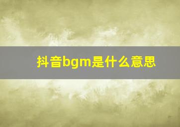 抖音bgm是什么意思