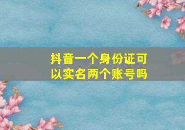 抖音一个身份证可以实名两个账号吗