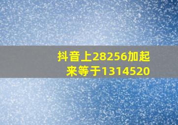 抖音上28256加起来等于1314520