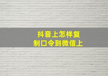 抖音上怎样复制口令到微信上