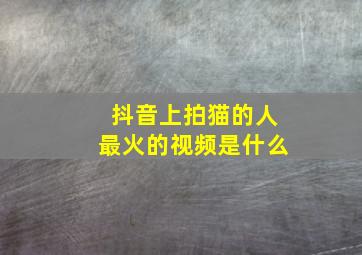 抖音上拍猫的人最火的视频是什么