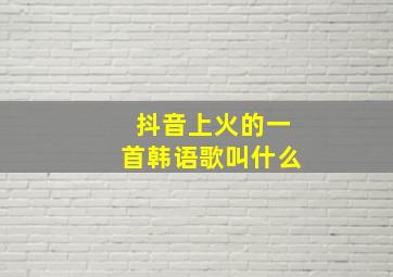 抖音上火的一首韩语歌叫什么