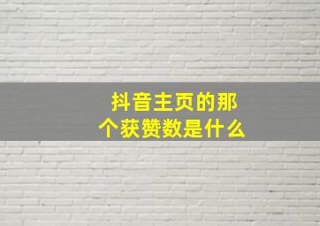 抖音主页的那个获赞数是什么