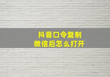 抖音口令复制微信后怎么打开