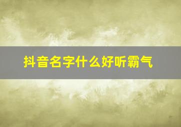 抖音名字什么好听霸气