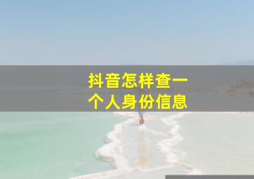 抖音怎样查一个人身份信息