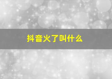 抖音火了叫什么