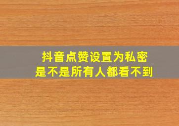 抖音点赞设置为私密是不是所有人都看不到