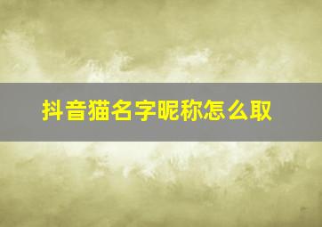 抖音猫名字昵称怎么取