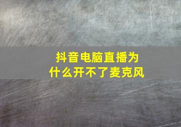 抖音电脑直播为什么开不了麦克风