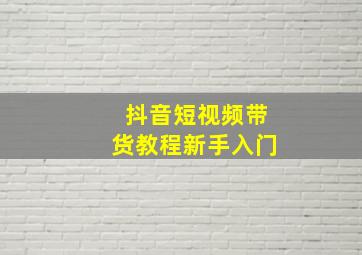 抖音短视频带货教程新手入门