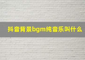 抖音背景bgm纯音乐叫什么