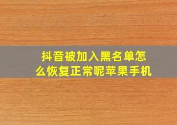 抖音被加入黑名单怎么恢复正常呢苹果手机