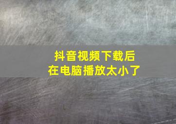 抖音视频下载后在电脑播放太小了