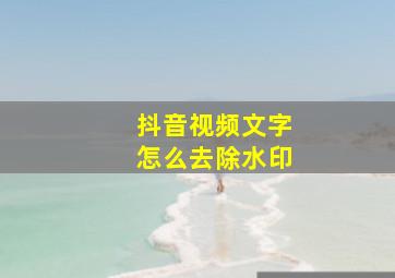 抖音视频文字怎么去除水印