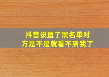 抖音设置了黑名单对方是不是就看不到我了