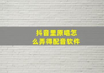 抖音里原唱怎么弄得配音软件