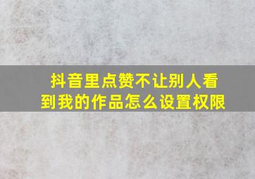 抖音里点赞不让别人看到我的作品怎么设置权限