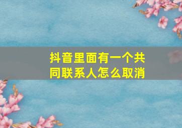 抖音里面有一个共同联系人怎么取消