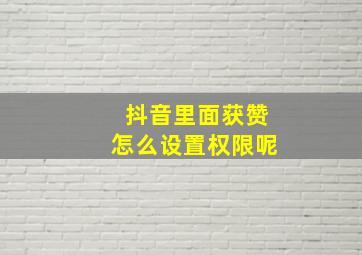 抖音里面获赞怎么设置权限呢