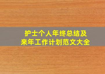 护士个人年终总结及来年工作计划范文大全