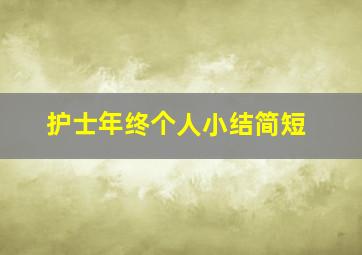 护士年终个人小结简短