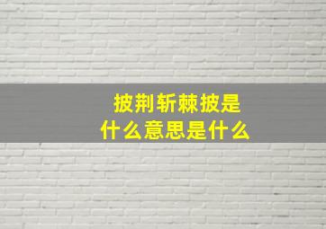 披荆斩棘披是什么意思是什么