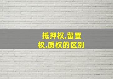 抵押权,留置权,质权的区别