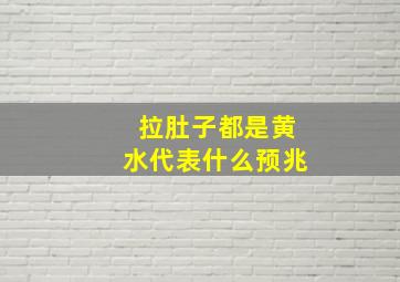 拉肚子都是黄水代表什么预兆