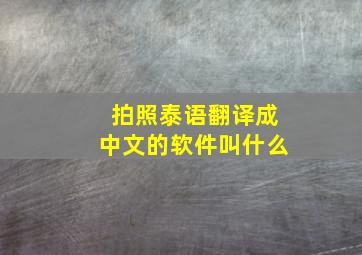 拍照泰语翻译成中文的软件叫什么