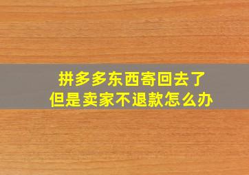 拼多多东西寄回去了但是卖家不退款怎么办